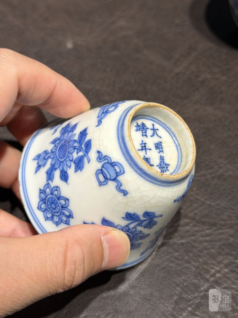 清康熙 青花清供图茶杯（一组六件） - 图44
